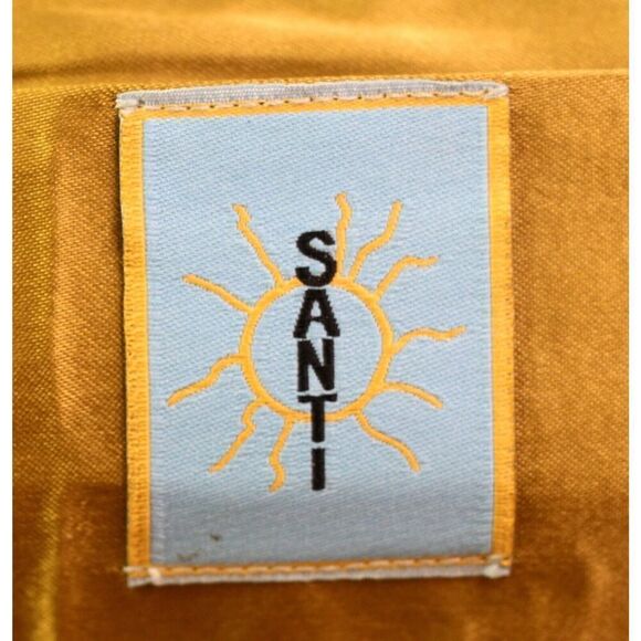 VINTAGE Santi BROWN CANVAS BEADED BEIGE BLUE WHITE FRAME KISS LOCK MEDIUM CLUTCH - Picture 9 of 10